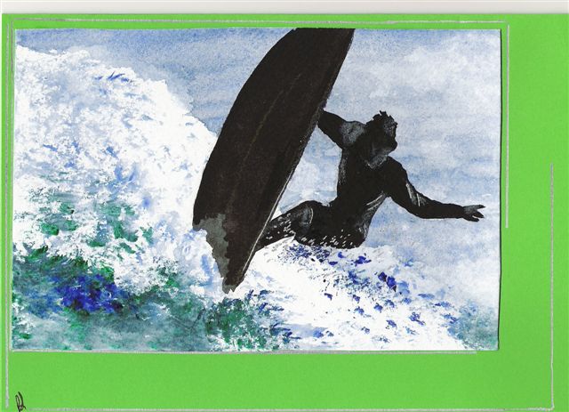 Painting Surfer on a wave by Paulene Smith